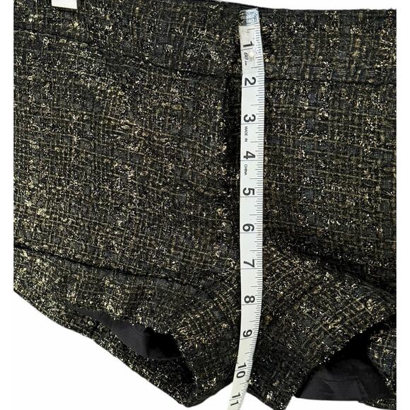 Express Metallic Tweed Shorts Womens 6 Black Gold Pockets Cuffed Lined Chic Y2K - Picture 8 of 13